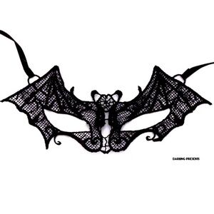 Bat Lace Face Mask Unisex Color Black Size OS